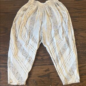 Free People Cream and Black Textured Pants